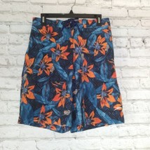 Speedo Swim Trunks Mens Small Blue Orange Floral Drawstring Swimwear Tropical - £15.74 GBP