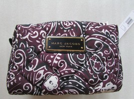 Marc Jacobs Cosmetic Bag Quilted Paisley Pouch Large Aubergine NEW - £54.49 GBP