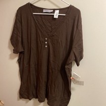 First Issue Womens Shirt Size 3XL Brown V Neck Bust 48” New NWT - $6.41