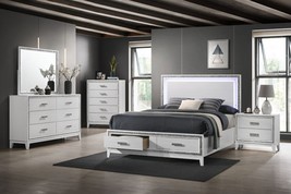 Haiden Queen Bed with Storage LED - White Finish - £505.91 GBP