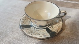 Antique Bavaria Stolzenfels Silver Teacup 3&quot; and Saucer 4.25&quot; - $29.70