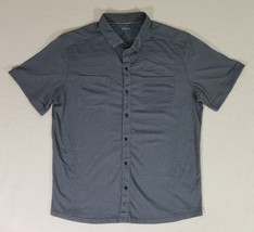 Kuhl Wildfibre Innovatr Twill Shirt Herringbone Blue Short Sleeve Cotton Men L - $22.17