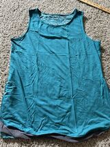 Tangerine Teal Blue Tank Top Floral Back Workout Athletic Scoop Neck Siz... - $20.89 CAD