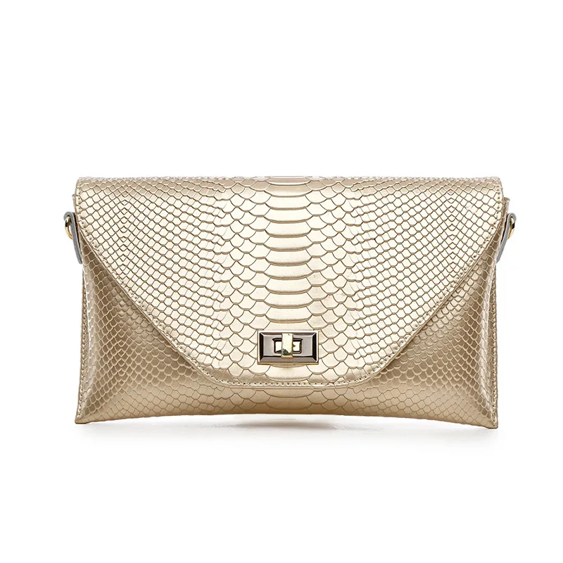 Serpentine pattern genuine leather women Day clutches bag women cowhide shoulder - $73.99