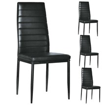 Set Of 4 Pu Leather Dining Side Chair Modern Elegant Design Home Furniture Black - £111.44 GBP