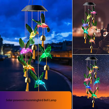 Color Changing Solar Power Wind Chime Crystal Ball Hummingbird Butterfly Waterpr - $19.00+