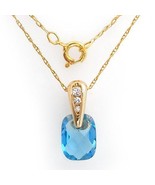   TOPAZ &amp; DIAMOND GENIUNE 10K YELLOW GOLD NECKLACE - £63.94 GBP