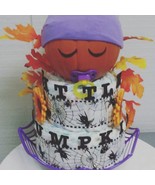 Halloween Little Girl Pumpkin Purple Themed Baby Shower 3 Tier Diaper Cake - £51.83 GBP