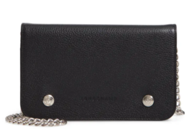 Longchamp Le Foulonne Wallet on a Chain Leather Crossbody ~NWT~ Gift Box Black - £233.45 GBP