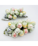 Vintage 40s Pastel Sugar Bead Leaf Shoe Clips - $25.74