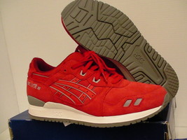 Hommes ASICS Chaussures Course Gel-Lyte III Taille 9.5 US Rouge Neuf - £92.26 GBP