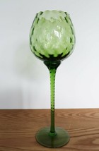Vintage Empoli grass green art glass optic pattern large goblet shaped c... - $49.99