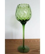 Vintage Empoli grass green art glass optic pattern large goblet shaped c... - £39.30 GBP