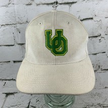 U Of O Oregon Ducks Ball Cap Hat White Green Yellow Strap Back - £11.86 GBP