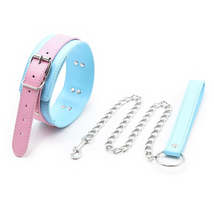 Bow To Me Pink and Blue PU Collar and Leash - £20.09 GBP