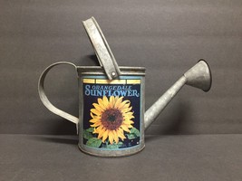 Metal Watering Can Orangedale Sunflower Label Home Garden Decoration - $9.71