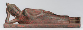 Antique Khmer Style SE Asia Wood Reclining Nirvana Buddha Statue - 40cm/16&quot; Long - £441.19 GBP