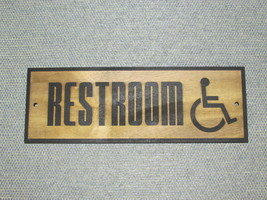 Rustic Retro Style Restroom Handicap Door Sign 10&quot; x 3 1/2&quot; - £15.63 GBP