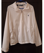 Polo Ralph Lauren Jacket Mens L  Mesh Lined Windbreaker 1/4 Zip Golf White - $48.50