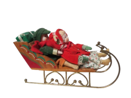 Vintage Christmas Musical Sleigh Wood Porcelain Metal Plays Jingle Bells... - £15.78 GBP