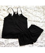 Flora by Flora Nikrooz Pajama Set Size Small Black Cami Tank &amp; Shorts PJ... - $33.66