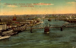 Morrison and Burnside Bridges over Williamette River, Portland, OR Postcard bk64 - £6.33 GBP