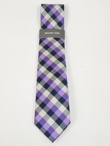 Men's Michael Kors Tie Classic Woven Silky Feel #MK-1 Lavender Checker image 2