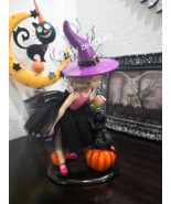 Halloween Ghoulish Witch With Black Cat TuTu Dress Apple Statue Figurine... - €38,68 EUR