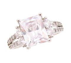 925 Sterling Silver Vintage Ring Square Cutout Neck CZ Inlay  Sz 9.5  RG... - $44.75