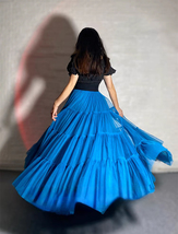 BLUE Tiered Tulle Maxi Skirt Outfit Women Custom Plus Size Fluffy Tulle Skirt image 5