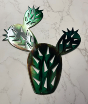 Prickly Pear Cactus Metal Wall Art   16&quot; x 13 1/4&quot; Marbled Green - £34.92 GBP