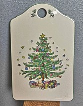 Vintage Christmas Two Sided Ceramic Trivet Tree and Best Wishes 6 x 9&quot; Japan - £14.80 GBP