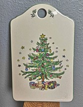 Vintage Christmas Two Sided Ceramic Trivet Tree and Best Wishes 6 x 9&quot; Japan - £14.04 GBP