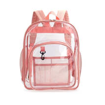 PVC Transparent Waterproof Backpack Student School Bag, Color: Small Pink - £10.27 GBP