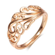 New Boho Hollow Flower 585 Rose Gold Ring for Women Ethnic Wedding Party Bride R - £6.31 GBP