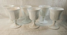 6 Colony Indiana Glass Harvest Milk Glass Water Goblet 5.25&quot; H 3.5&quot; D Grape - $37.36