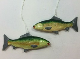Vintage Fish Set 2 Christmas Ornament Holiday Bass Trout Fishing Dad Gra... - £23.91 GBP