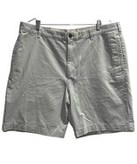 Izod Mens Chino Shorts Gray Flat Front Pockets Flat Front Zip 100% Cotto... - $24.74