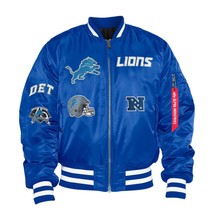DSHARKS Detroit Lions Blue Bomber Varsity Jacket with Embroidery Patches - $150.00+