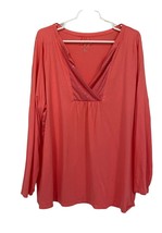 Lane Bryant Top Tunic Coral Orange Sequin Long Sleeve Womens Size 22/24 - £11.11 GBP