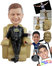 Personalized Bobblehead Huge comics fan ready to watch a nice movie on a... - £136.69 GBP