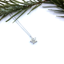 Collier Femme Chaîne Câble Fleur Or Blanc 18 Carats Diamants Ronds Naturels - £648.71 GBP