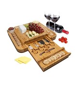 Bamboo Charcuterie Board Set -Cheese Board Platter 2 Ceramic Cups for Sp... - £46.90 GBP