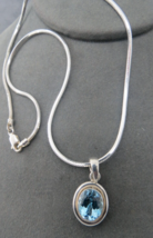 Silpada Topaz Pendant Necklace Sterling Silver 16&quot; Snake Chain 9.91 Grams - £63.13 GBP