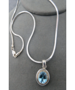 Silpada Topaz Pendant Necklace Sterling Silver 16&quot; Snake Chain 9.91 Grams - £62.12 GBP