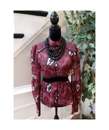 Ted Baker London Alexxei Tops Women&#39;s Size 4  Red Black Turtle Neck Top - $87.63 CAD