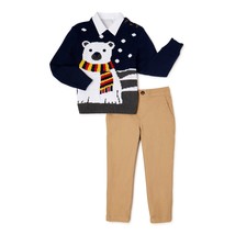 Wonder Nation Baby Boy Holiday Sweater, Button-Up Shirt, and Pants Size ... - £19.46 GBP