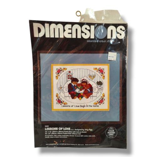 Primary image for Vintage 1983 Dimensions Counted Cross Stitch Kit "Lessons of Love" #3549 NEW 