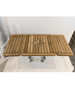 Folding Wings Teak Table Top 49.2/24.6x23.6 Inch Star Inlay Boat Marine ... - $18,039.29 MXN+