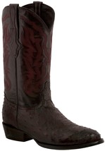 Mens Cherry Genuine Ostrich Exotic Skin Leather Western Cowboy Boots J Toe - £178.16 GBP